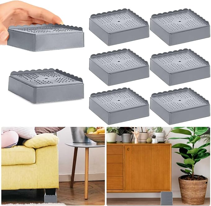 Bed Risers 1 inch, 2 inch, 3 inch, 4 inch Heavy Duty, Adjustable Furniture Riser by EGTTGIN
