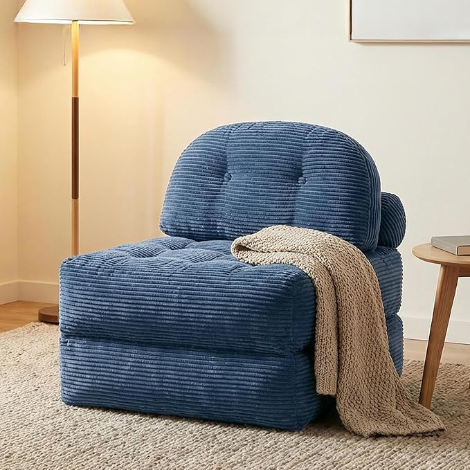 Convertible Corduroy Floor Sofa, 3-in-1 Folding Lazy Sofa Bed by QUNDICY