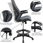 Flash Furniture Kale High Back Dark Gray Mesh Spine-Back Ergonomic Drafting - Image 4