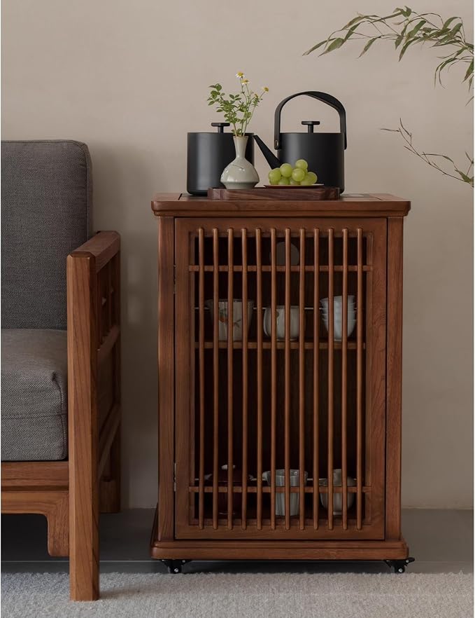 Sofas Chinese Style Wooden Sofa Side Table Tea Cabinet Mobile Tea Side Cabinet - Image 3