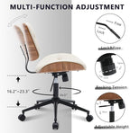 Armless Home Office Chair with Wheels, PU Leather Adjustable Height Computer - Image 6