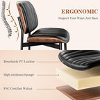 REONEY Dining Chairs Set of 6, Mid-Century Modern Upholstered PU Leather Chairs - Image 6