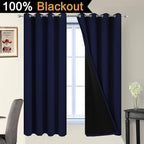 Yakamok Navy Blue 100% Blackout Curtains 63 Inches Long 52" Wide, 2 Panels | - Image 2