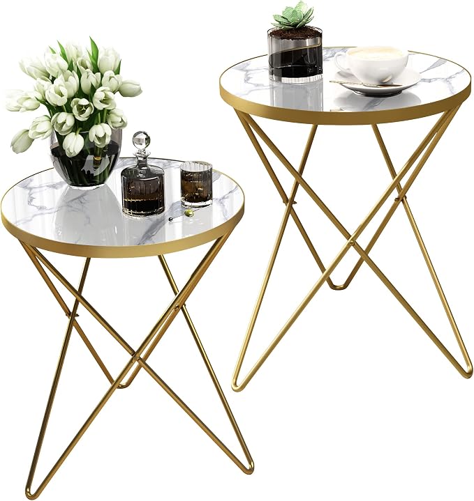 HLR Modern Round Side Table Set of 2, End Table by HomeDeservesaRelaxLiving