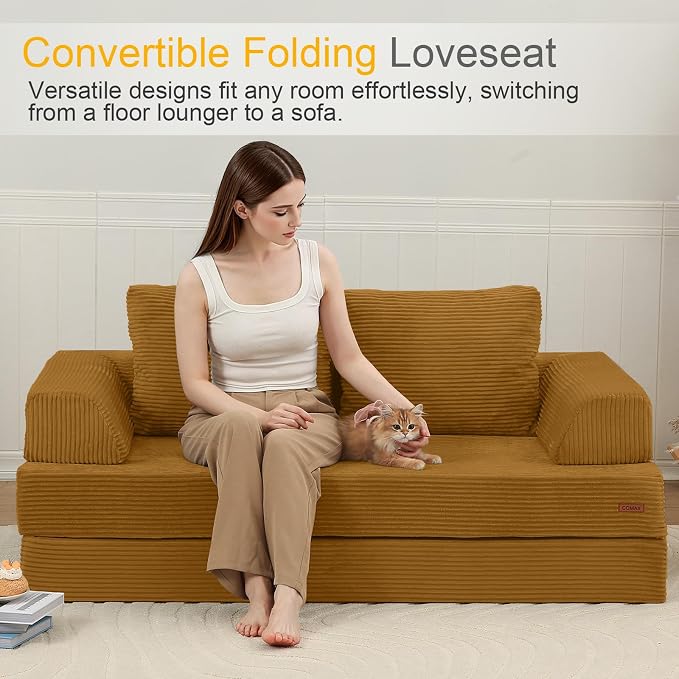 COMAX Futon Sofa Bed, Convertible Folding Sofa Bed, Boneless Couch Loveseat - Image 3