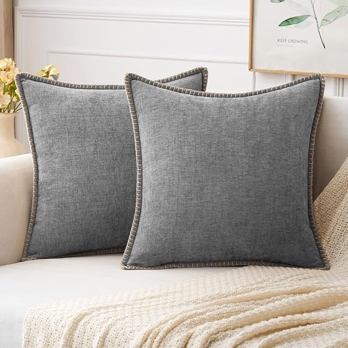 MIULEE Decorative Couch Throw Pillow Covers 16x16 Inch Dark Gray 2 Pack | by MIULEE