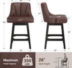 YaFiti Swivel Bar Stools Set of 4, 26 Inch Counter Height Bar Stools - Image 3