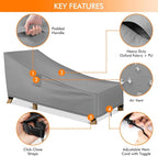 WLEAFJ Patio Chaise Lounge Cover Waterproof, Heavy Duty Outdoor Lounge Chair - Image 3
