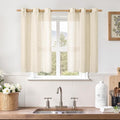 Beige Short Linen Curtains 40 inches Long by LAMIT
