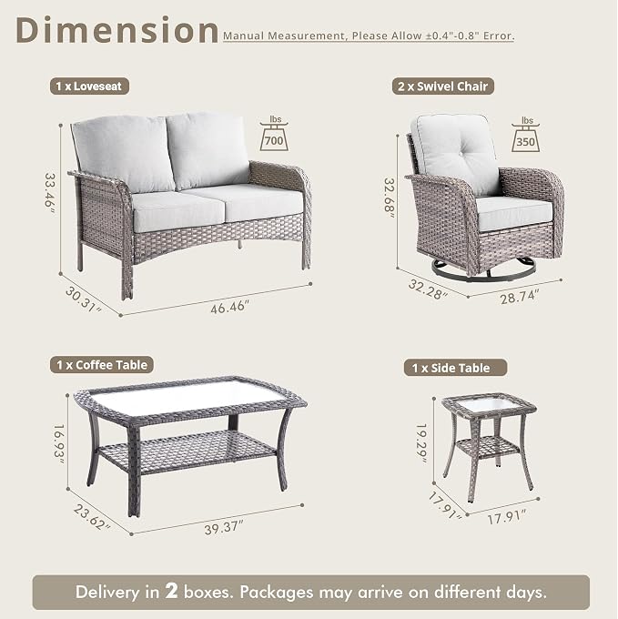 Weaxty Wicker Patio Furniture Set - Image 2