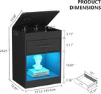 Gyfimoie Led Night Stand with Charging Station & RFID Lock Cabinet, Smart - Image 2
