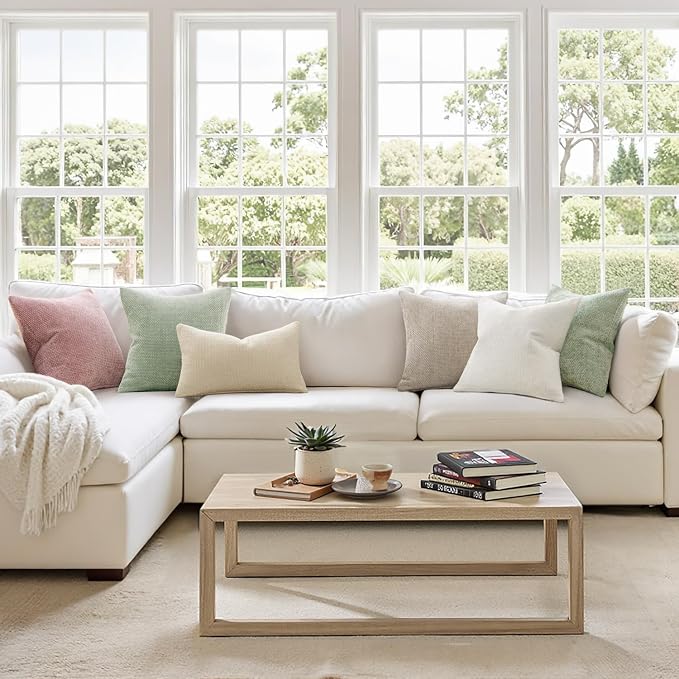 MIULEE Decorative Couch Throw Pillow Covers 18x18 Inch Neutral Cream 2 Pack | - Image 2