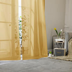 Gold Sheer Curtains 90 Inches Long 2 Panels, Breathable Solid Voile Light - Image 8