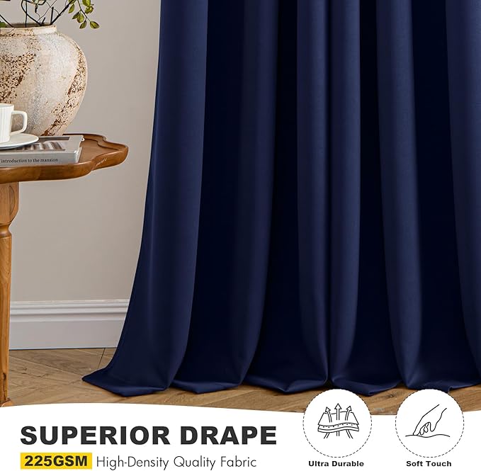 MIULEE Blackout Curtains for Bedroom 2 Panels 34 x 72 Inch Long Navy Blue | - Image 5