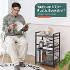 Yoobure Bookshelf Small Book Shelf, Solid Industrial 3 Tier Shelf Bookcase - Image 7