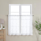 Furman Sheer White Curtains Tiers 36 inch Length, Light Filtering Soft Airy - Image 2