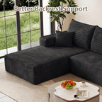 107.5" Cloud Sectional Couch L-Shaped Chaise, Comfy Corduroy Boneless Couch - Image 5