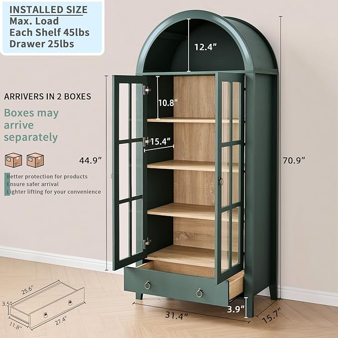 RowyPoey Farmhouse Arched Cabinet - Image 2