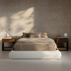 RECCI AirFrame Half-Moon Upholstered Full Platform Bed Frame, Boucle Curved by RECCI