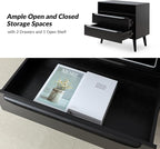 HULALA HOME End Table with Charging Station, Mid-Century Modern 2 Drawer and - Image 3