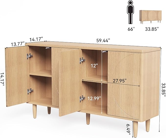 LITTLE TREE 59-Inch Buffet Cabinet Sideboard - Image 3