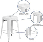 Flash Furniture Lily 4 Pack Commercial Grade 24" High Backless White Metal - Image 6