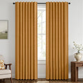 MIULEE Fall 100% Blackout Linen Curtains 42" x 84" Mustard Yellow 2 Panels | by MIULEE