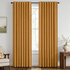 MIULEE Fall 100% Blackout Linen Curtains 42" x 63" Mustard Yellow 2 Panels | by MIULEE