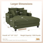 Amsleekey 64" Chaise Lounge Chair Indoor, Oversized Sleeper Chair - Image 2