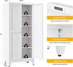 YAUWOH 71''Metal Cabinet with 4 Adjustable Shelves, 5-Tier Pantry Storage - Image 3