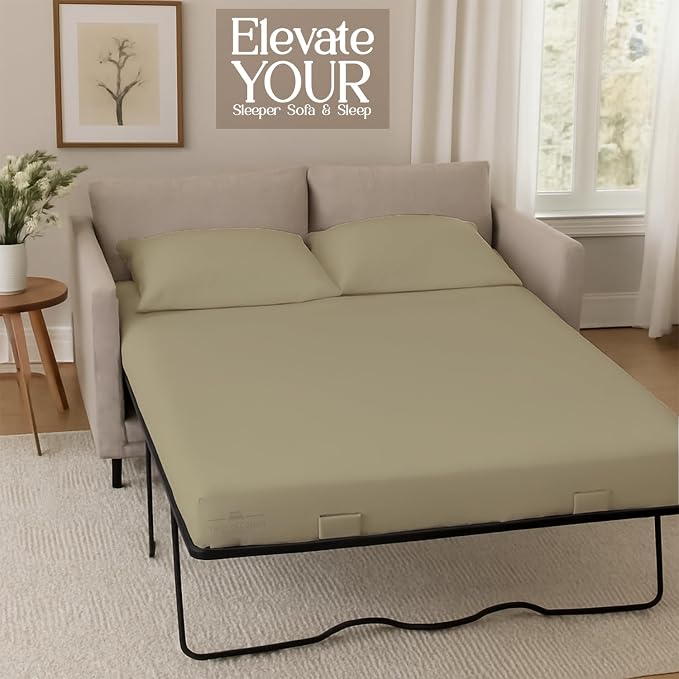 Sleeper Sofa Bed Sheet, 100% Cotton 400 Thread Count, 4 Piece Set, Deep Pocket - Image 4