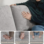EASE MOOSE Large Seat Velvet L-Shaped Sofa, Soft 4 Seat Couch - Image 7