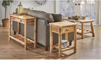 CASTLECREEK Pine Log End Table Nightstand, Rustic Natural Weathered Look Wooden - Image 2