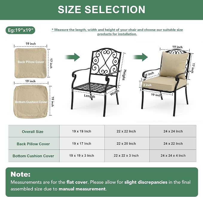 Summsun Outdoor Chair Cushions Set of 2, Faux Linen Patio Furniture Cushions - Image 8