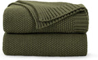 CozeCube Olive Green Seed Stitch Throw Blanket 50"x60", Farmhouse Decor | by CozeCube