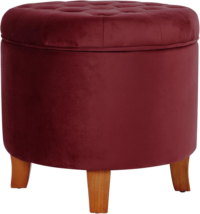 Homepop Home Decor | Upholstered Round Velvet Tufted Foot Rest Ottoman | Ottoman - Image 13