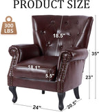 Modern Accent Chair Set of 2, Mid-Century PU Leather Armchair - Image 2