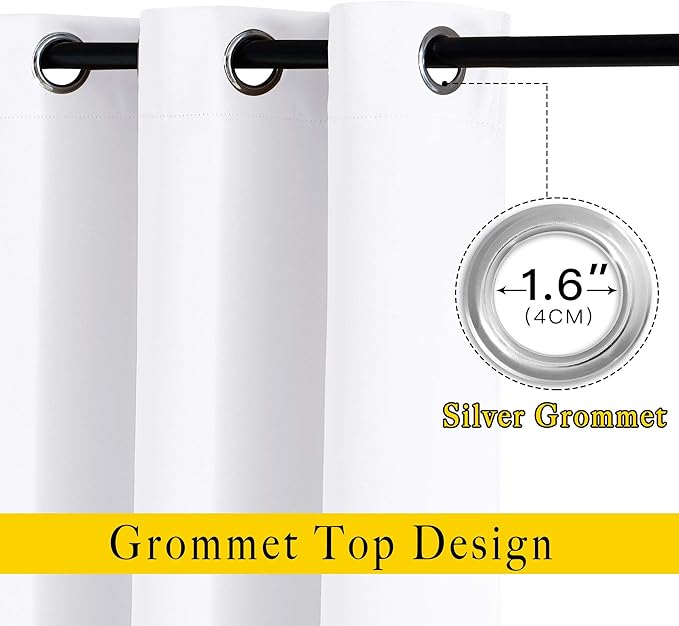 NICETOWN White Living Room Curtains 90 inches Long, Grommet Home Fashion Energy - Image 2