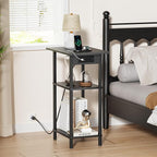 Asgolion Tall End Table with Charging Station, Skinny Nightstand with USB Ports - Image 2