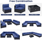 Tangkula 10 Pieces Patio Sofa Set, Outdoor Wicker Conversation Set - Image 5