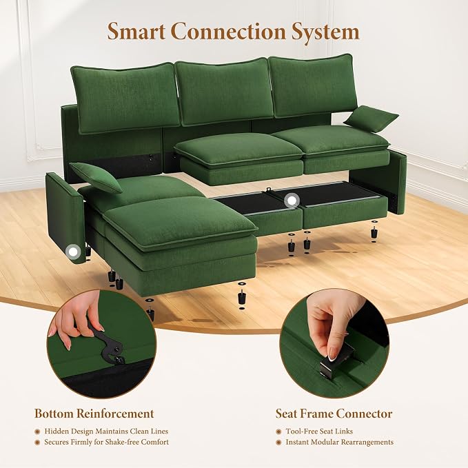 Vesgantti 142" Cloud Couch Sectional Modular Sofa, Comfy Sectional Couch - Image 5