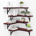 ROMGUAR CRAFT Corner Floating Shelves Wall Mounted Set of 4, Rustic Wood by ROMGUAR+CRAFT