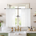 BGment White Linen Sheer Curtains 36 Inch Length by BGment