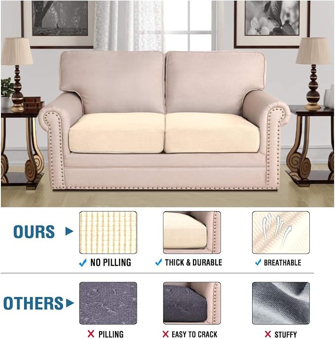 H.VERSAILTEX Super Stretch Individual Seat Cushion Covers Sofa Covers Couch - Image 2