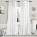 White Linen Sheer Curtains 102 Inches 2 Panels Set Back Tab Rod Pocket Extra by Nanspring