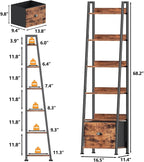 Furologee Bookshelf Set of 2, 6-Tier Ladder Shelf, Ladder Bookshelf - Image 3