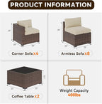 Aoxun Patio Furniture Sets, 14-Piece Outdoor Patio Furniture - Image 2