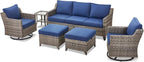 6 Piece Outdoor Patio Wicker Furniture Sets-High Back Outdoor Conversation Set - Image 9