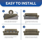 Stretch Couch Covers for Sofa, 3 Cushion Couch Slipcover, Khaki | 1-Piece - Image 7