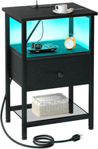 LOAKEKEL LED Night Stand with Charging Station, Small Bedside Table with USB by LOAKEKEL